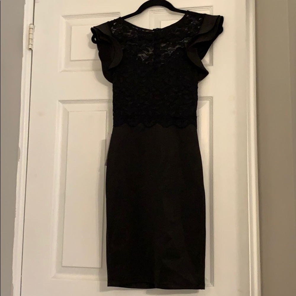 Black lace top dress